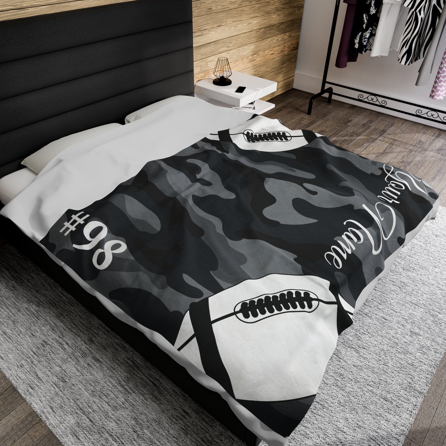 Custom Football Velveteen Plush Blanket