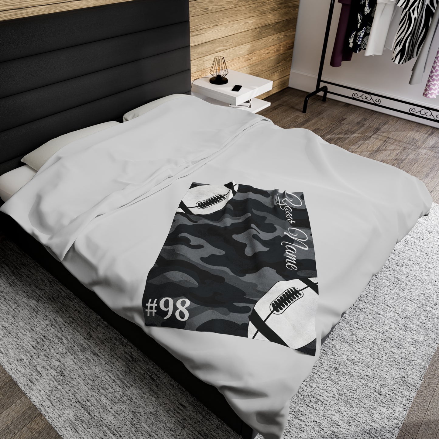 Custom Football Velveteen Plush Blanket