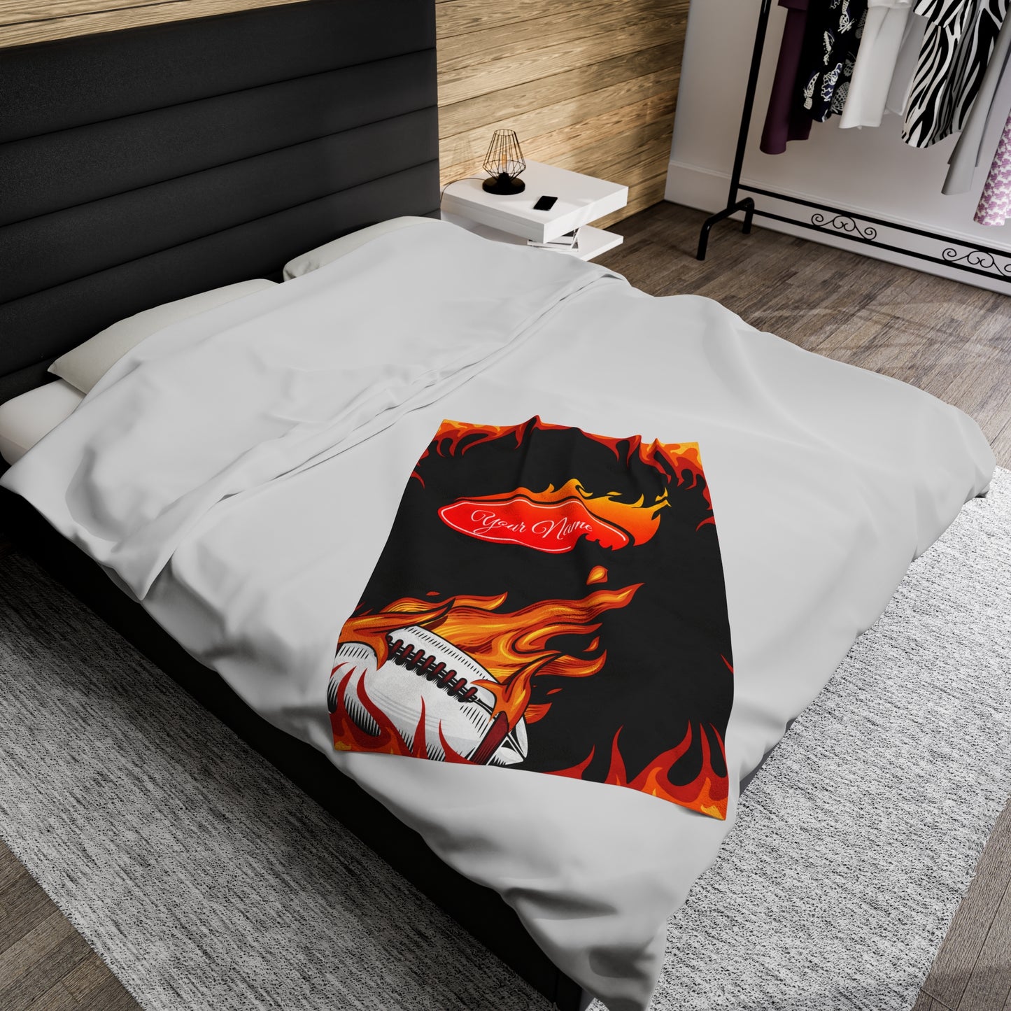 Custom Football Velveteen Plush Blanket