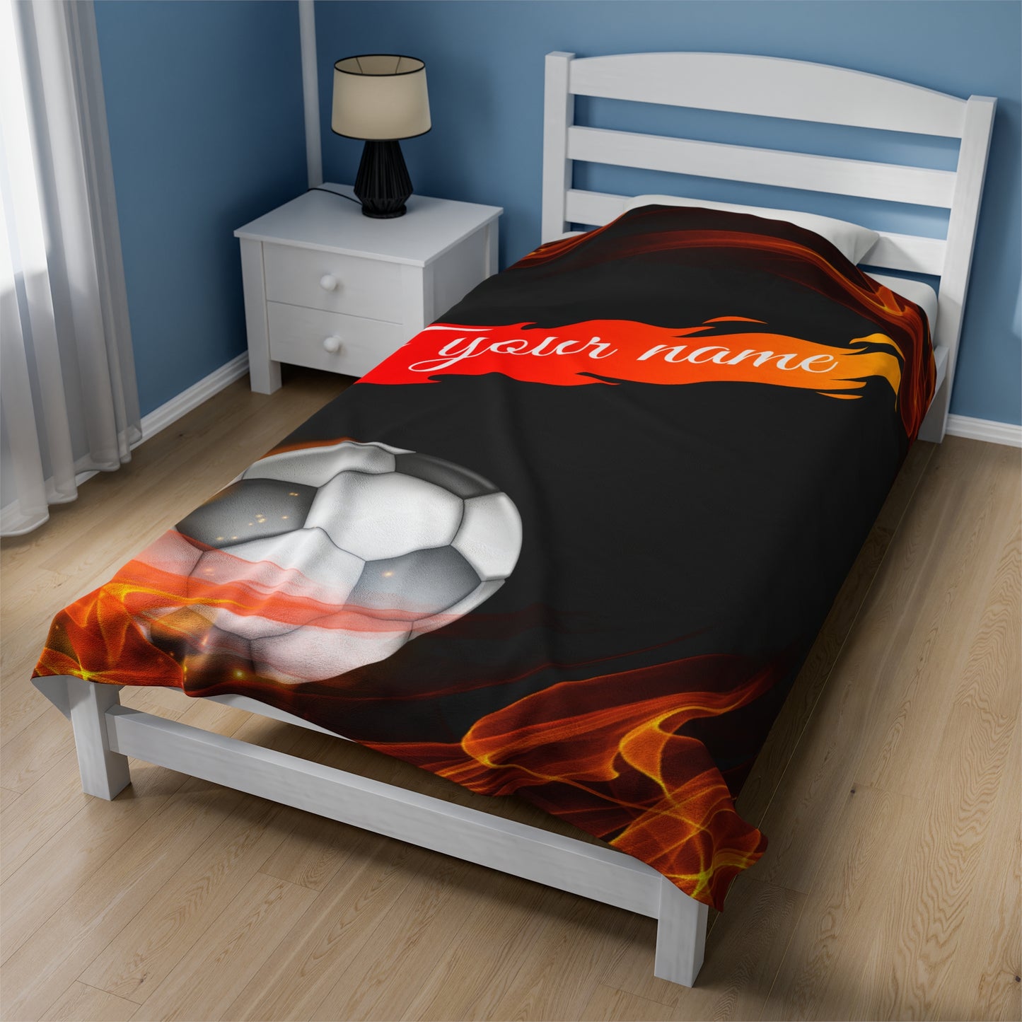 Custom Soccer Velveteen Plush Blanket