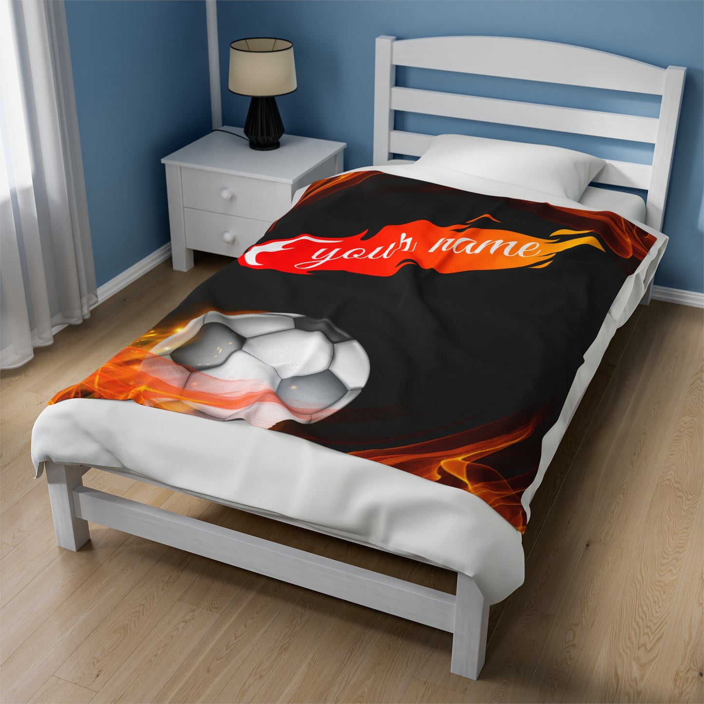 Custom Soccer Velveteen Plush Blanket