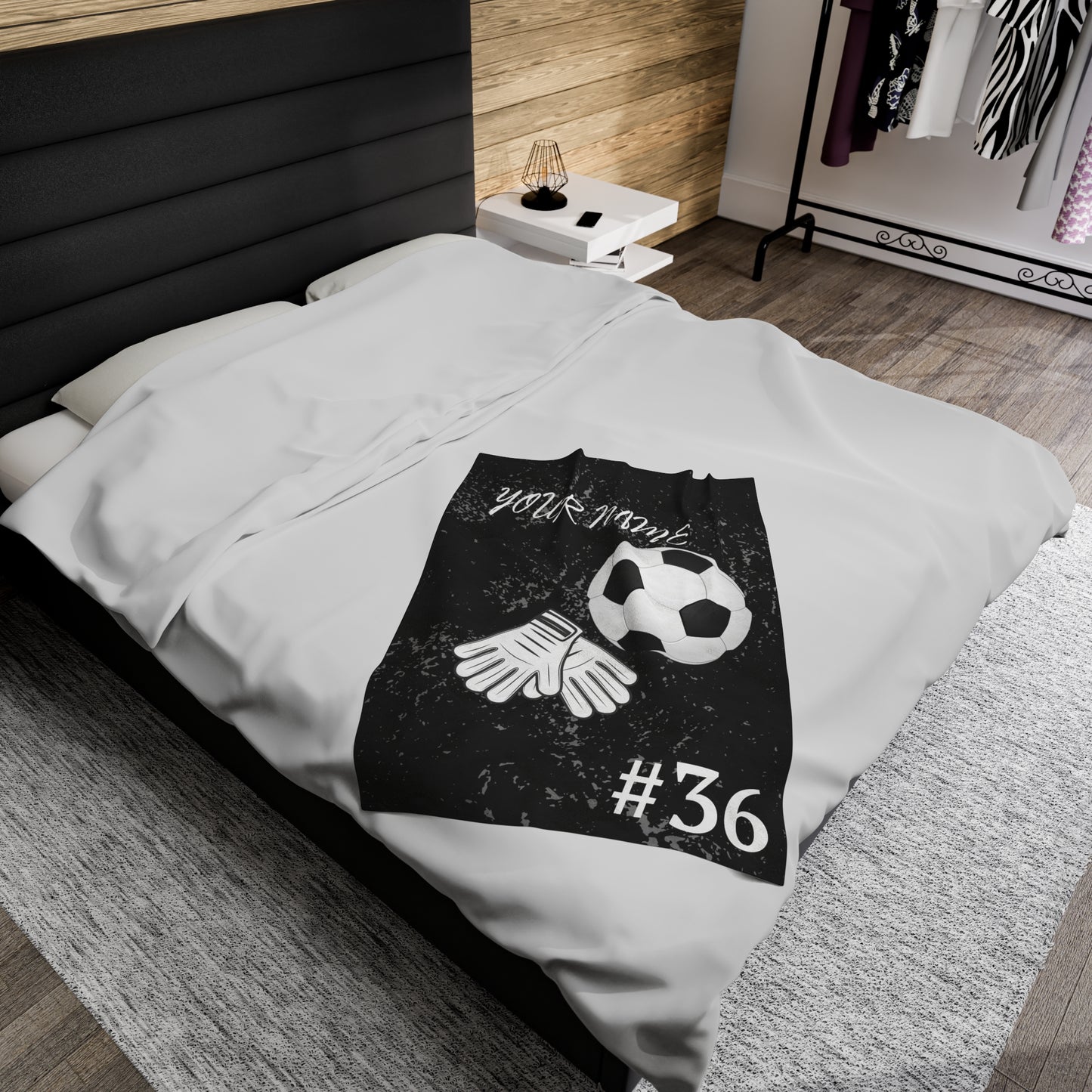 Custom Soccer Velveteen Plush Blanket