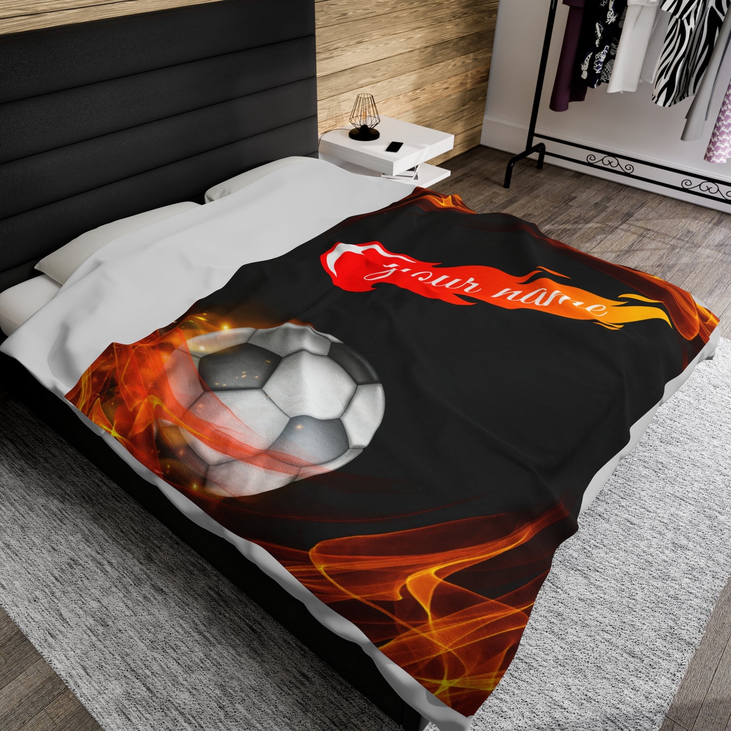 Custom Soccer Velveteen Plush Blanket