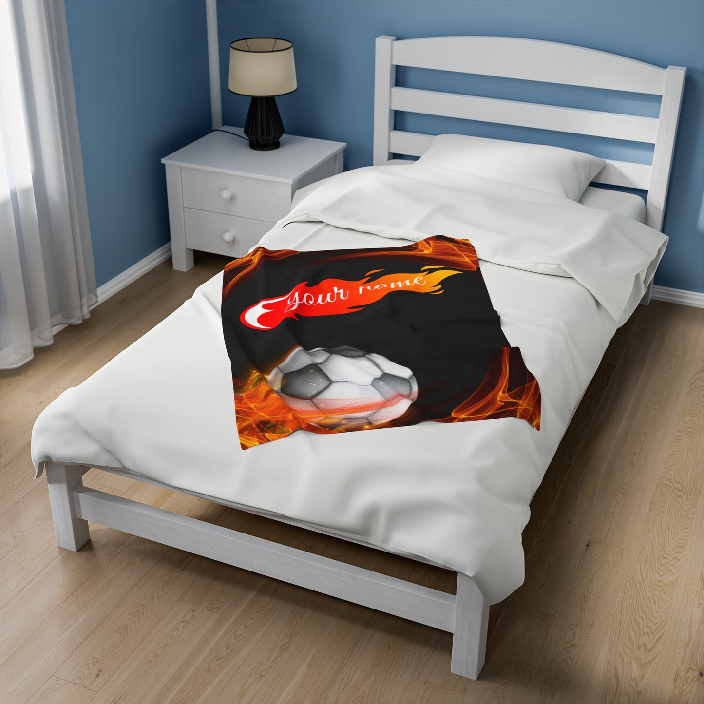 Custom Soccer Velveteen Plush Blanket
