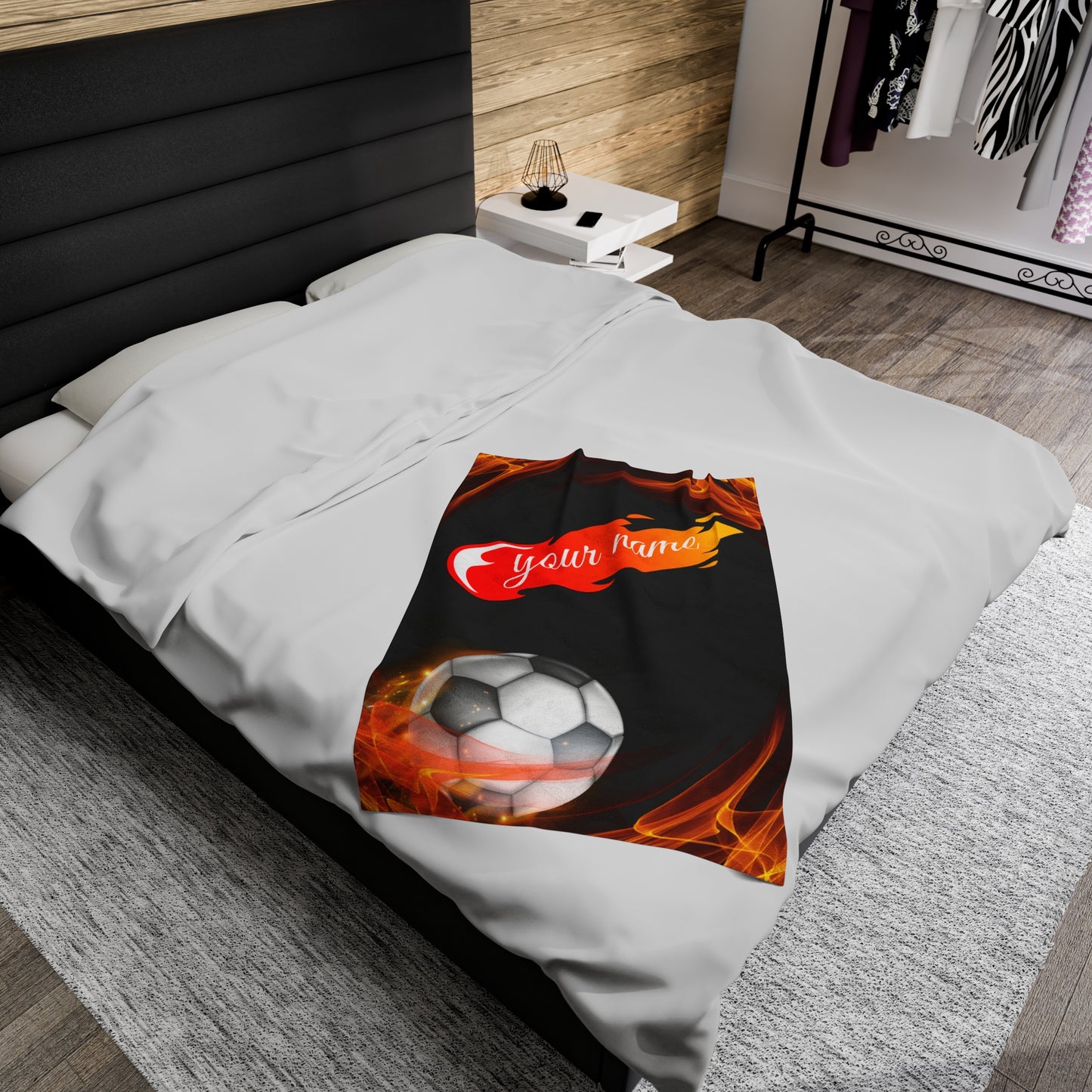 Custom Soccer Velveteen Plush Blanket