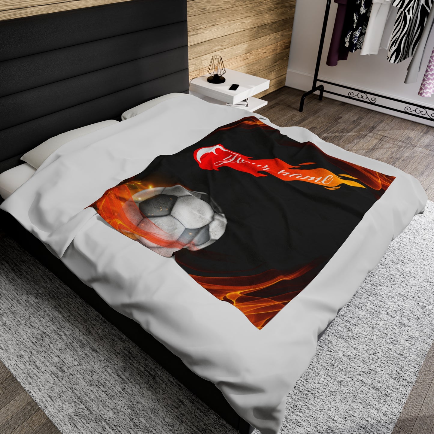 Custom Soccer Velveteen Plush Blanket