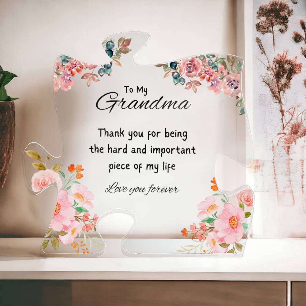 To My Grandma Acrylic Puzzle Piece Plaque