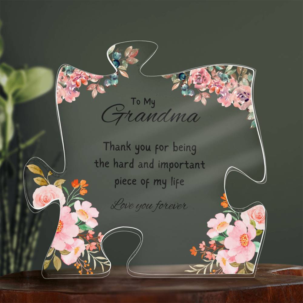 To My Grandma Acrylic Puzzle Piece Plaque