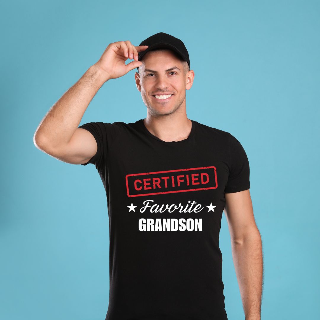 Certified Favorite Grandson Black T-Shirt