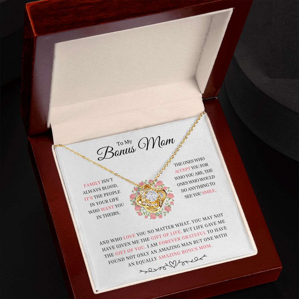 To My Bonus Mom - Family Isn't Always Blood - Love Knot Necklace