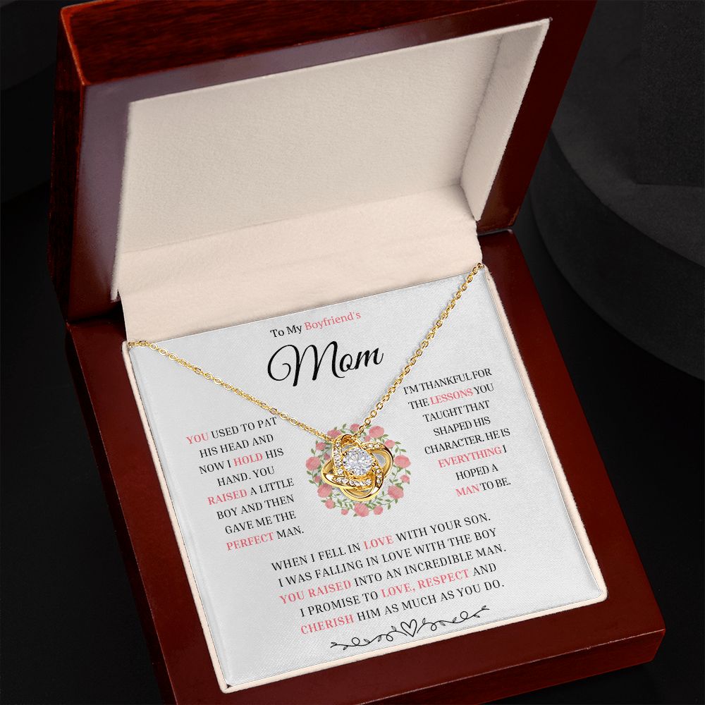 To My Boyfriend's Mom - Love, Respect, & Cherish - Love Knot Necklace