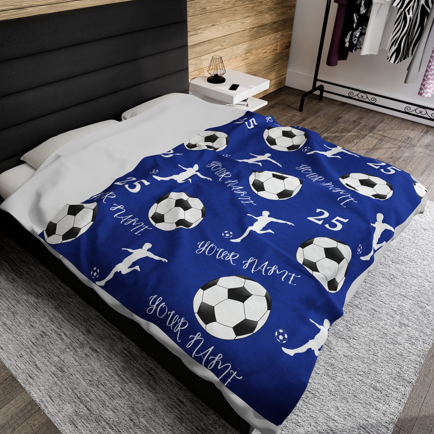 Custom Soccer Velveteen Plush Blanket