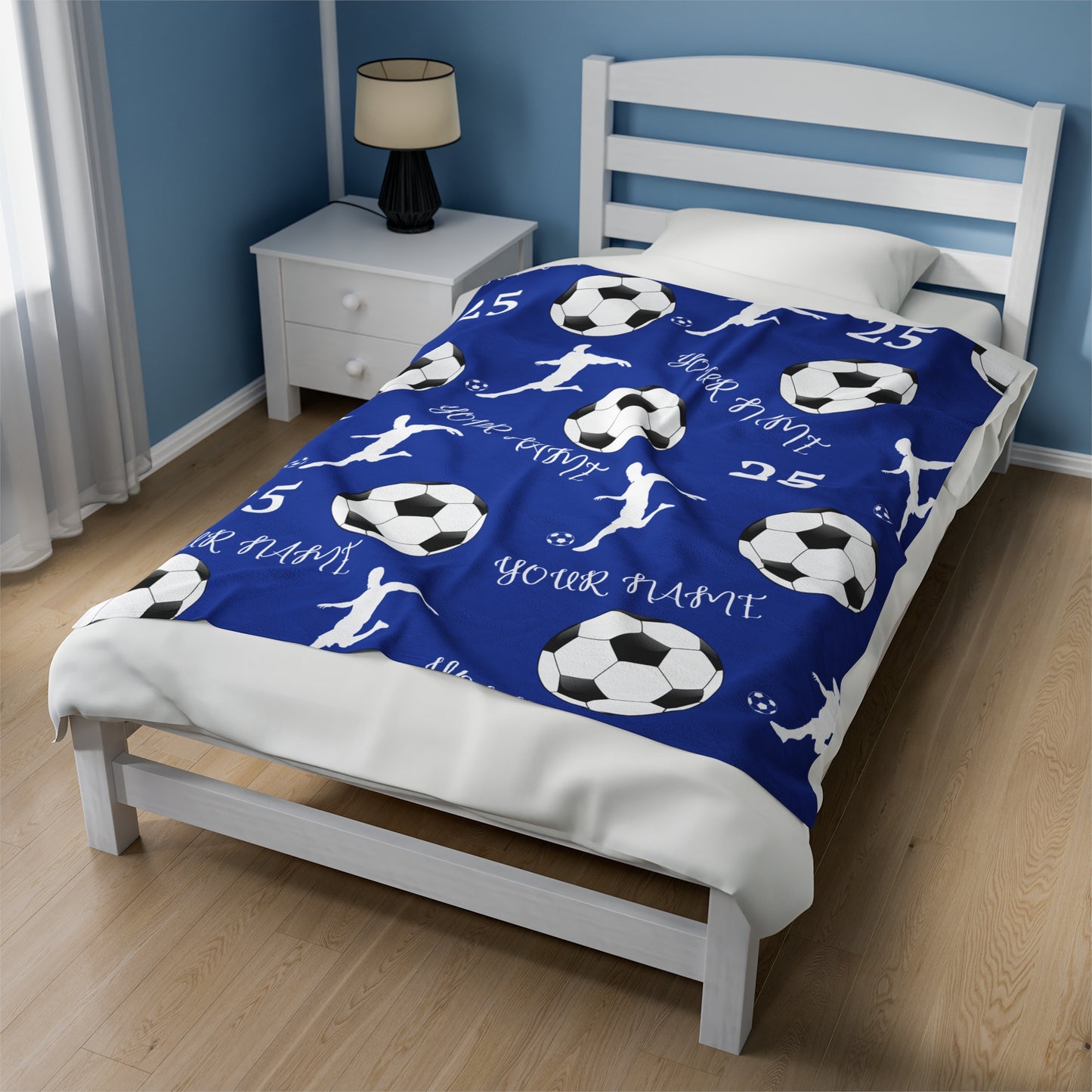 Custom Soccer Velveteen Plush Blanket