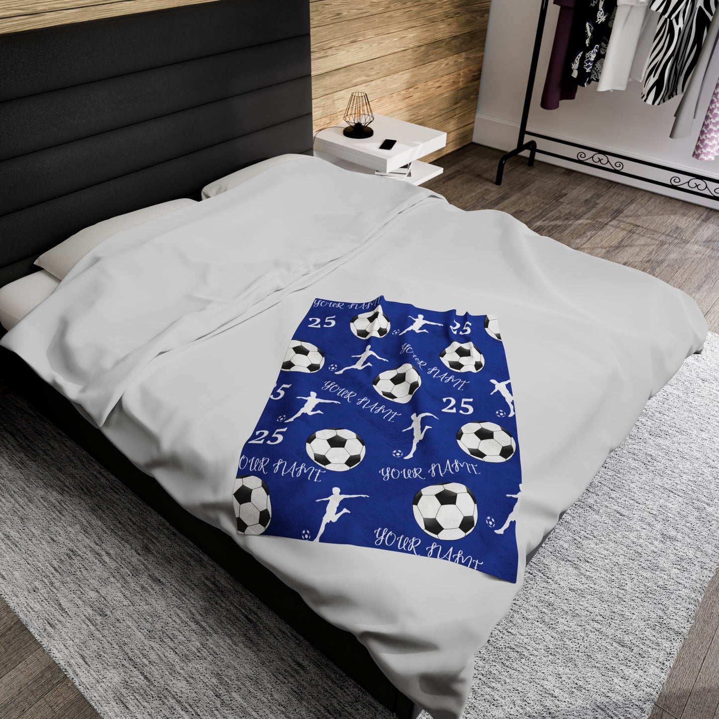 Custom Soccer Velveteen Plush Blanket