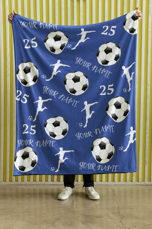 Custom Soccer Velveteen Plush Blanket