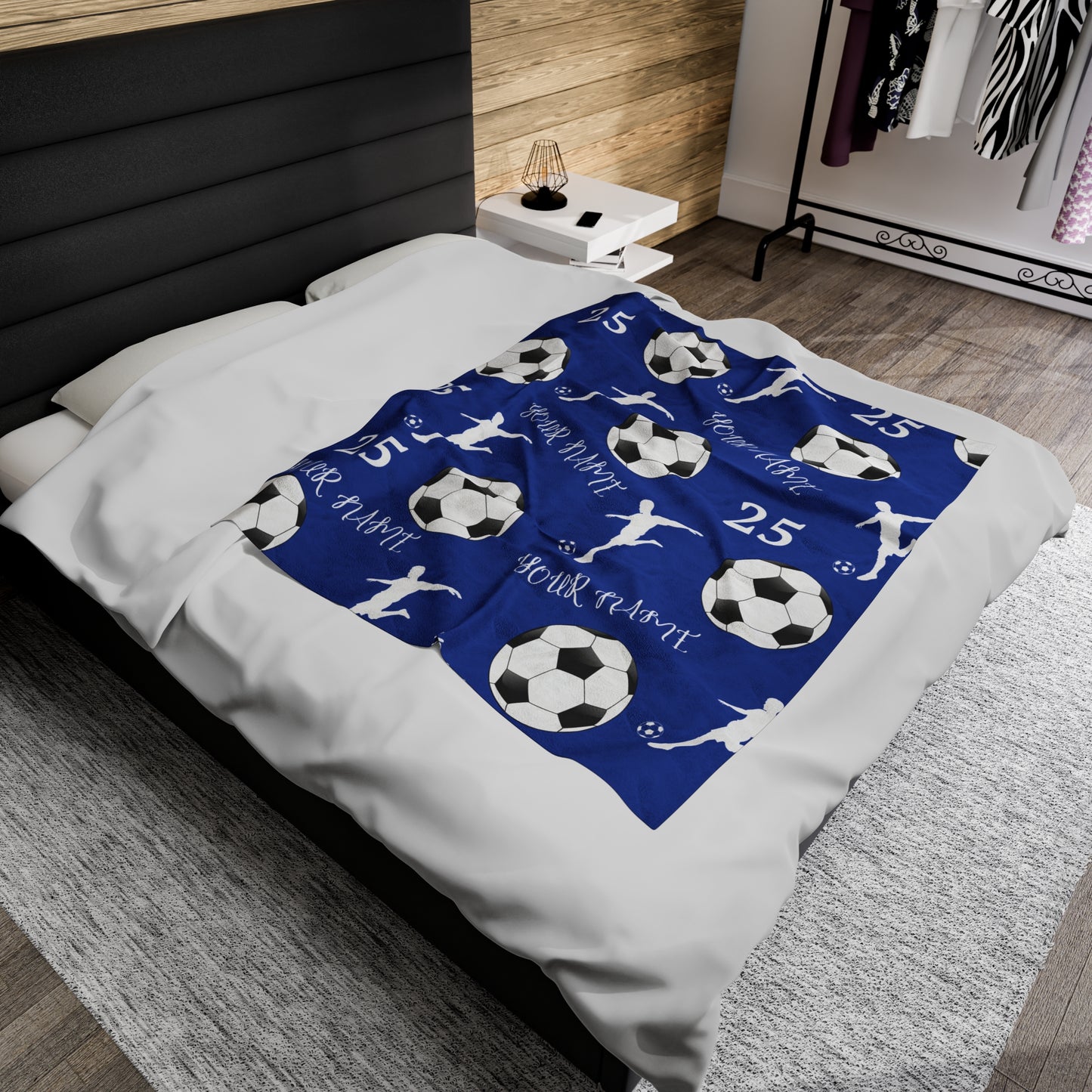 Custom Soccer Velveteen Plush Blanket