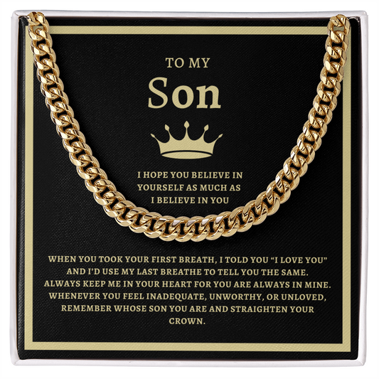 To My Son - 18K Gold Cuban Link Chain