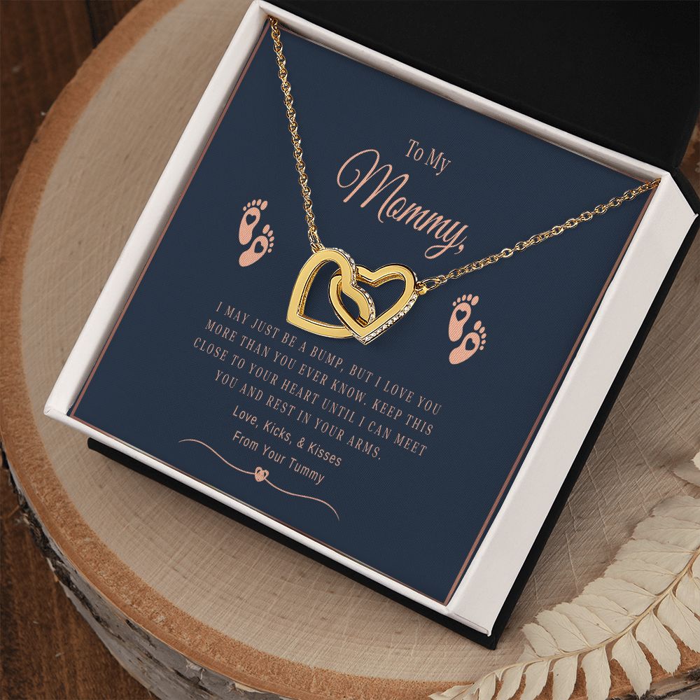To My Mommy - From Your Tummy - Interlocking Hearts Necklace